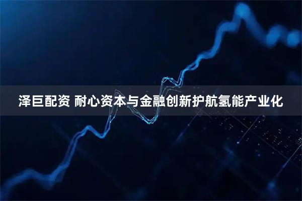泽巨配资 耐心资本与金融创新护航氢能产业化